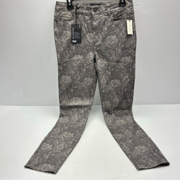 NWT Paige Anthropology Tan/ Cream Floral Hoxton Skinny Hi-Rise Luxe Coated Jeans - Picture 2 of 9